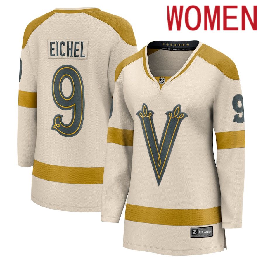 Women Vegas Golden Knights 9 Jack Eichel Fanatics Branded Cream 2024 NHL Winter Classic Breakaway Player Jersey